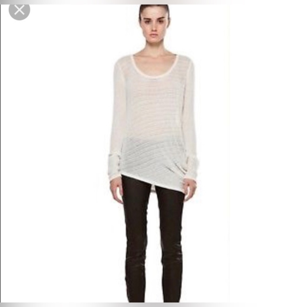 Helmut Lang Layering Open Weave Ivory Sweater S/M - image 2